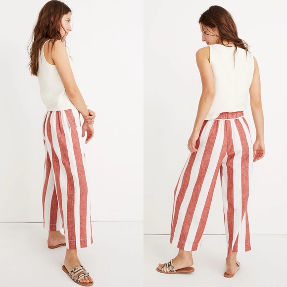 Madewell Huston Pull-On Crop Pants in Bold Stripe, EUC - Picture 4 of 12